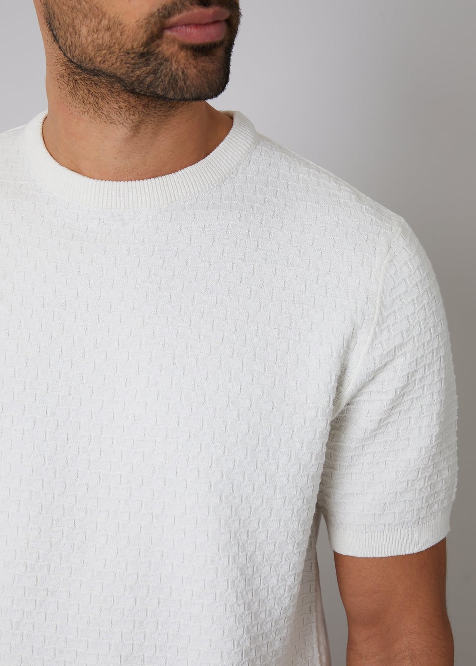 Threadbare Natural Textured Front Knitted T-Shirt