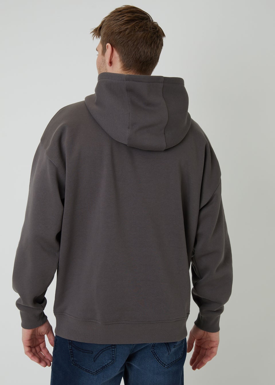 Threadbare Dark Grey Relaxed Fit Pullover Hoodie