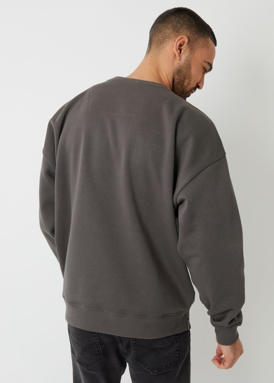 Threadbare Dark Grey Relaxed Fit Crew Neck Sweatshirt