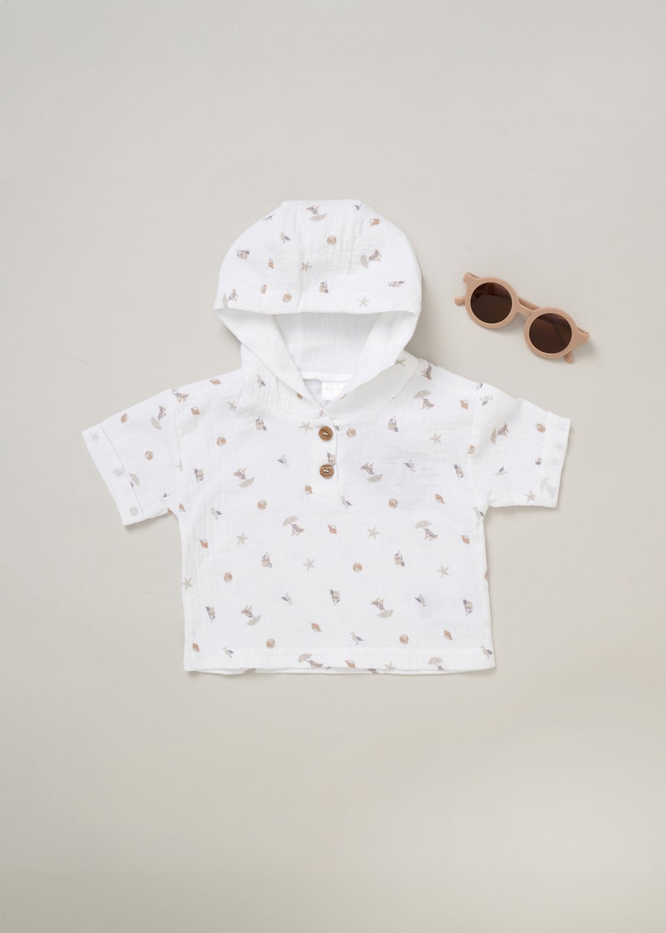 Rock a Bye Baby Printed Hooded Top Trousers & Sunglasses Outfit Set (0-12 mnths)
