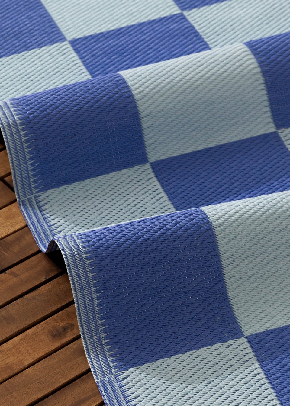 furn. Blue Checkerboard Recycled Outdoor Rug