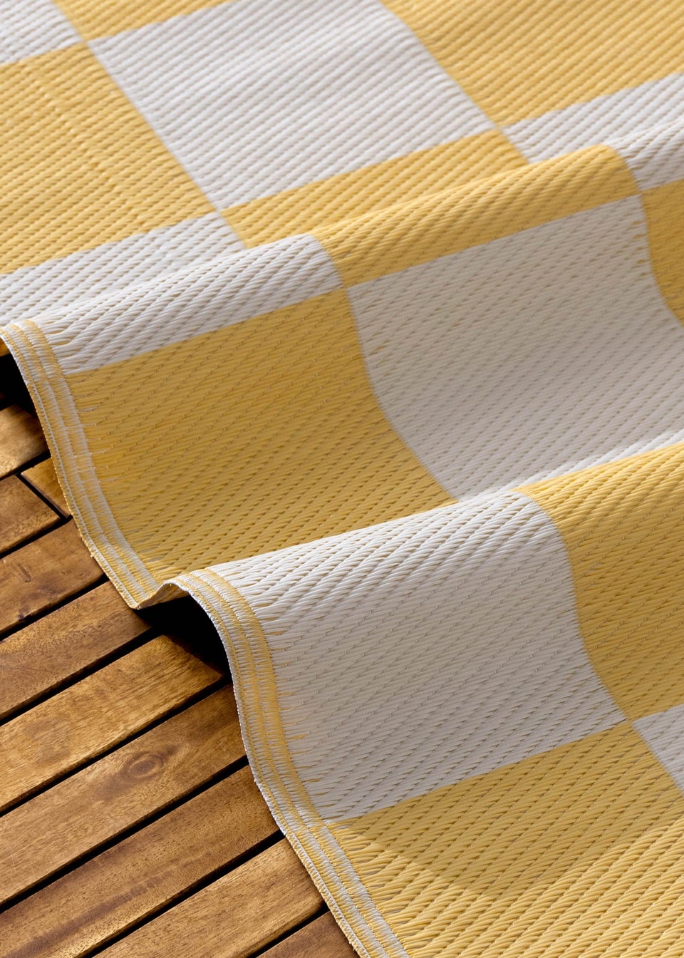 furn. Yellow Checkerboard Recycled Outdoor Rug