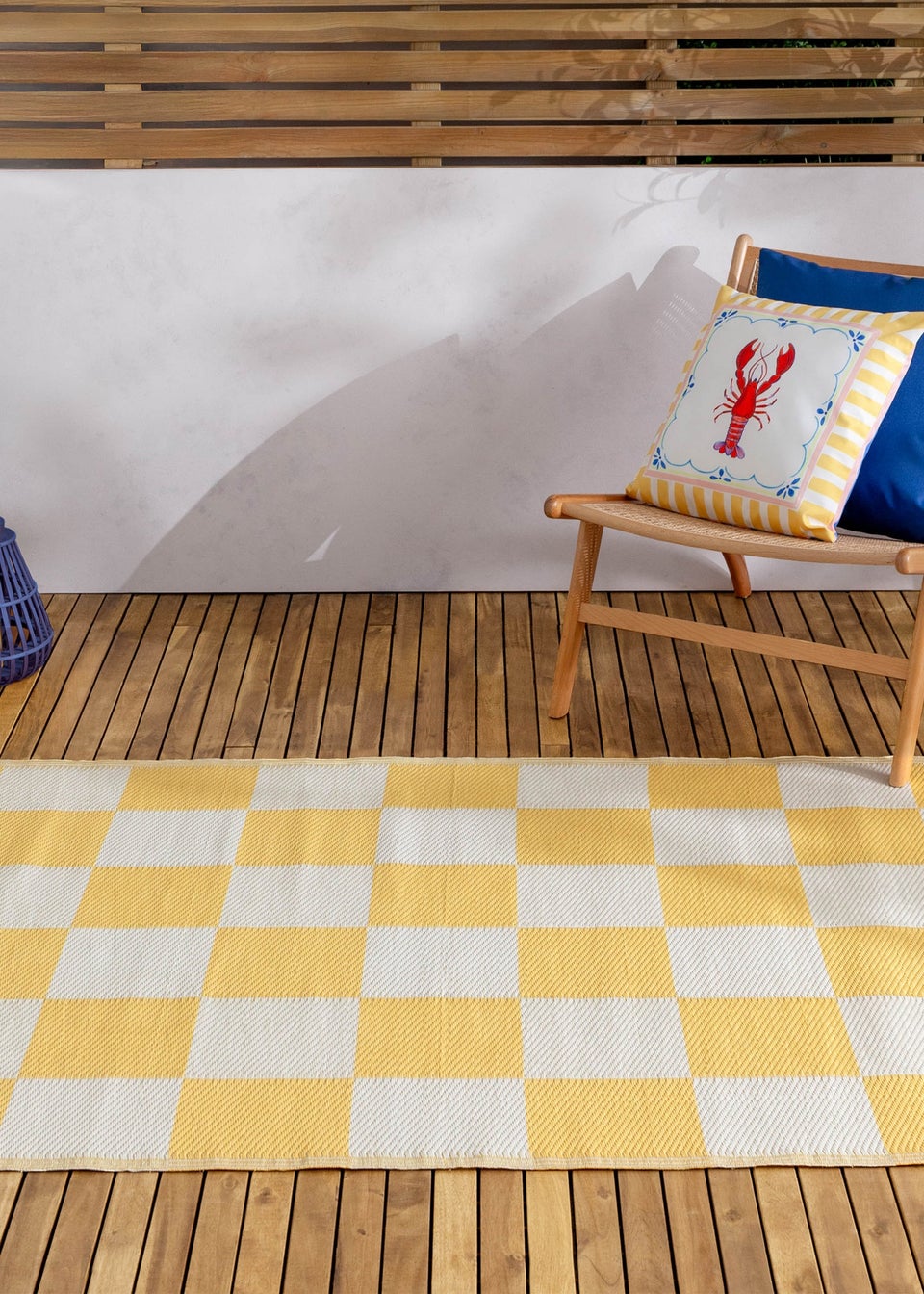 furn. Yellow Checkerboard Recycled Outdoor Rug