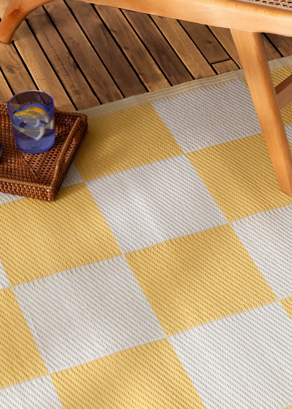furn. Yellow Checkerboard Recycled Outdoor Rug