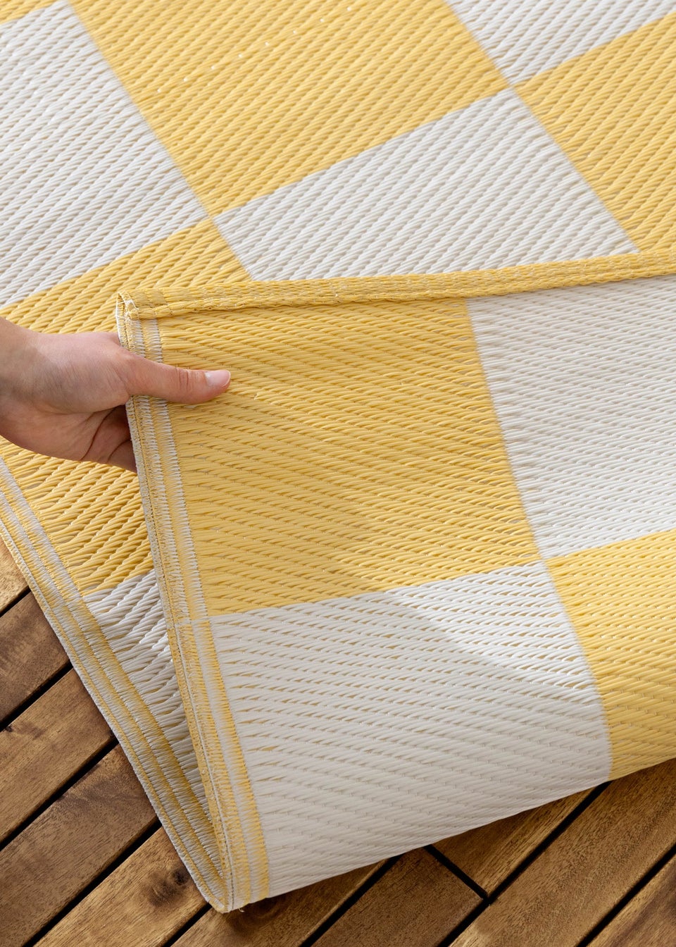 furn. Yellow Checkerboard Recycled Outdoor Rug