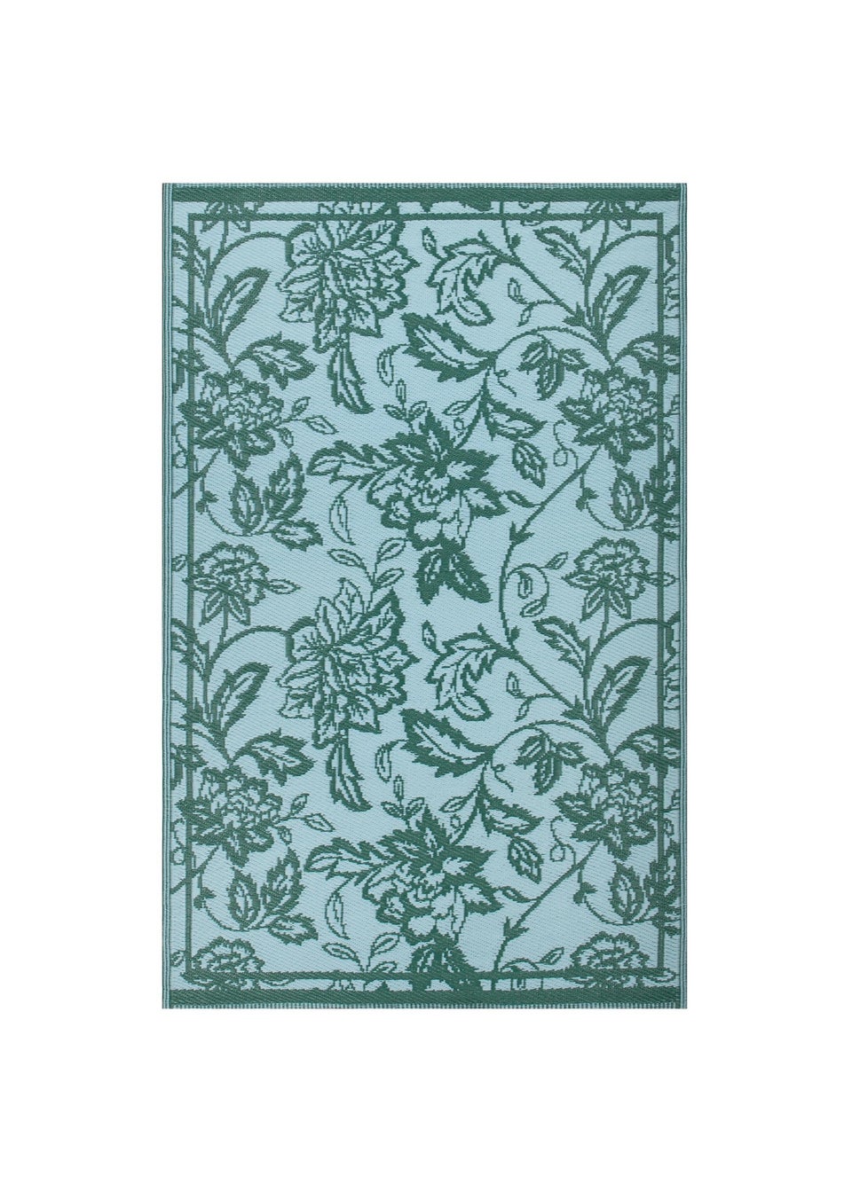 furn. Teal Anemone Woven Jacquard Outdoor Rug