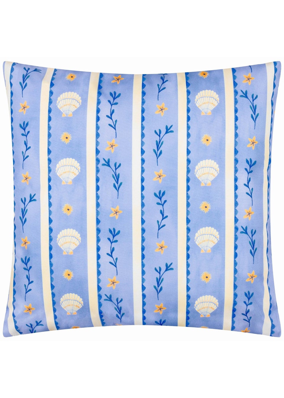 furn. Blue Sea Shells Printed Outdoor Cushion