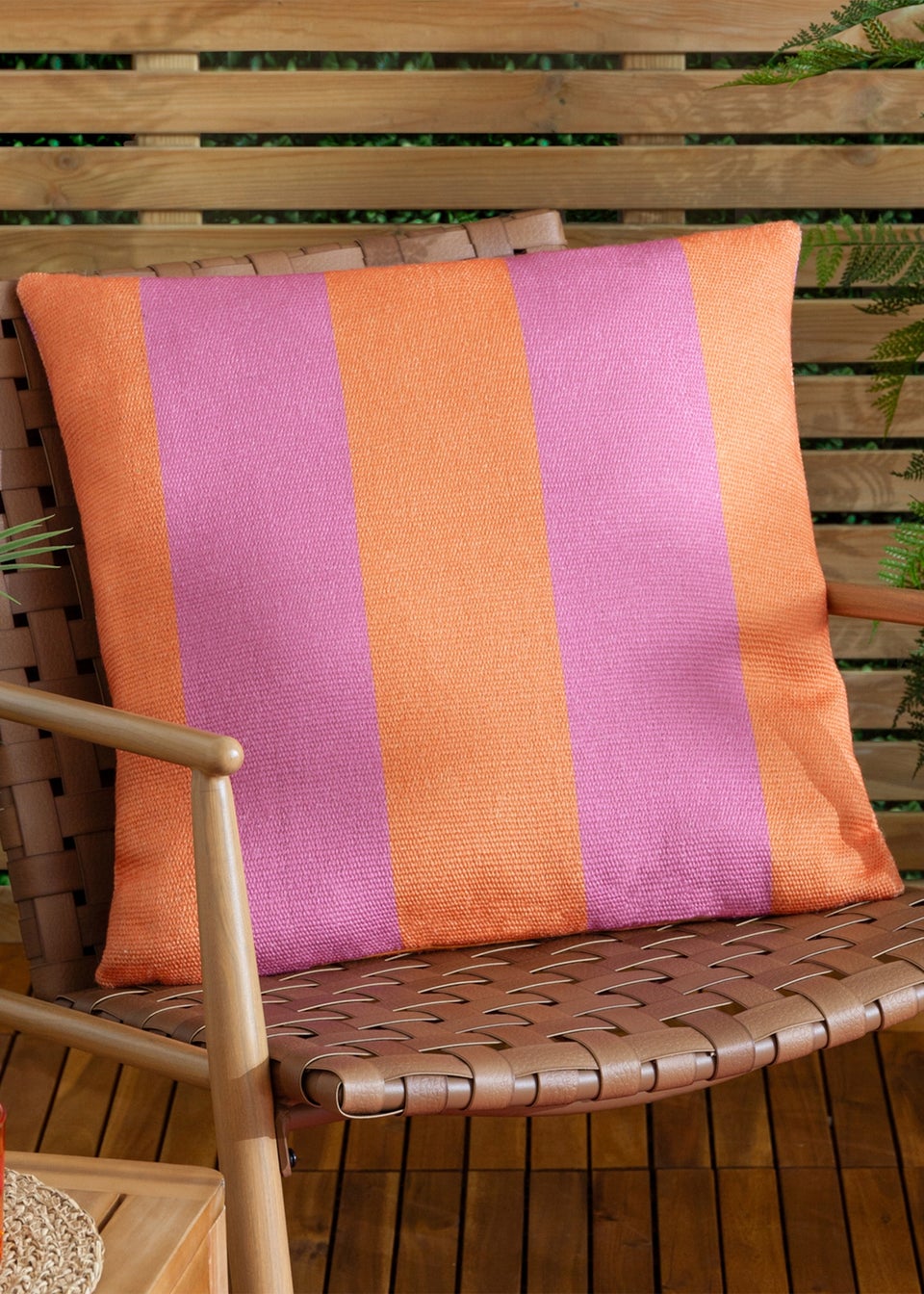 furn. Orange Deck Stripe  Woven Outdoor Outdoor Cushion