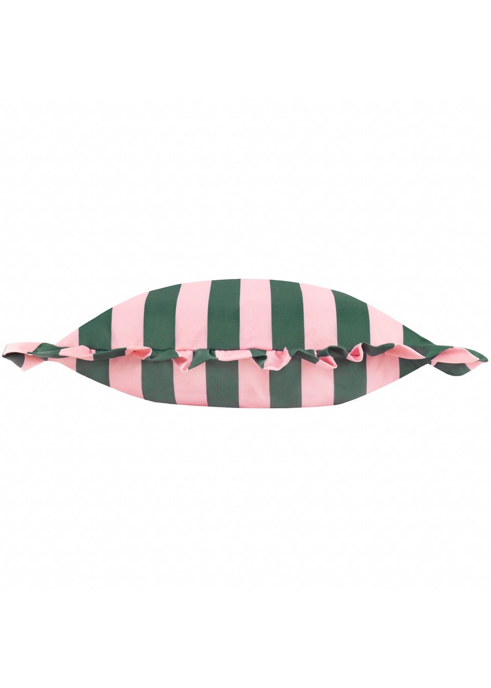 furn. Pink Palm Royale Stripe Ruffle Printed Outdoor Outdoor Cushion