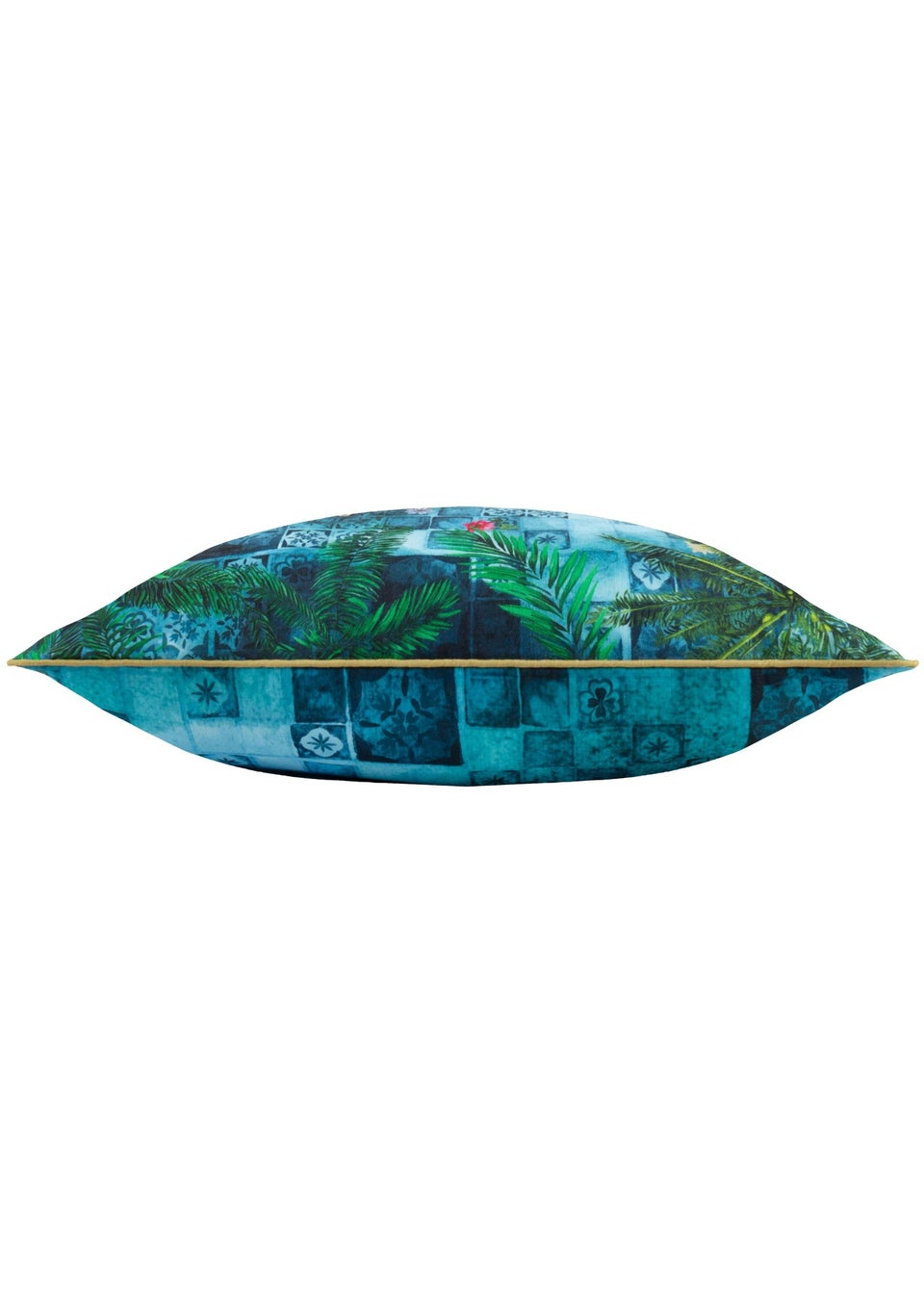 Paoletti Dark Blue Majorelle Leopard Outdoor Piped Outdoor Cushion