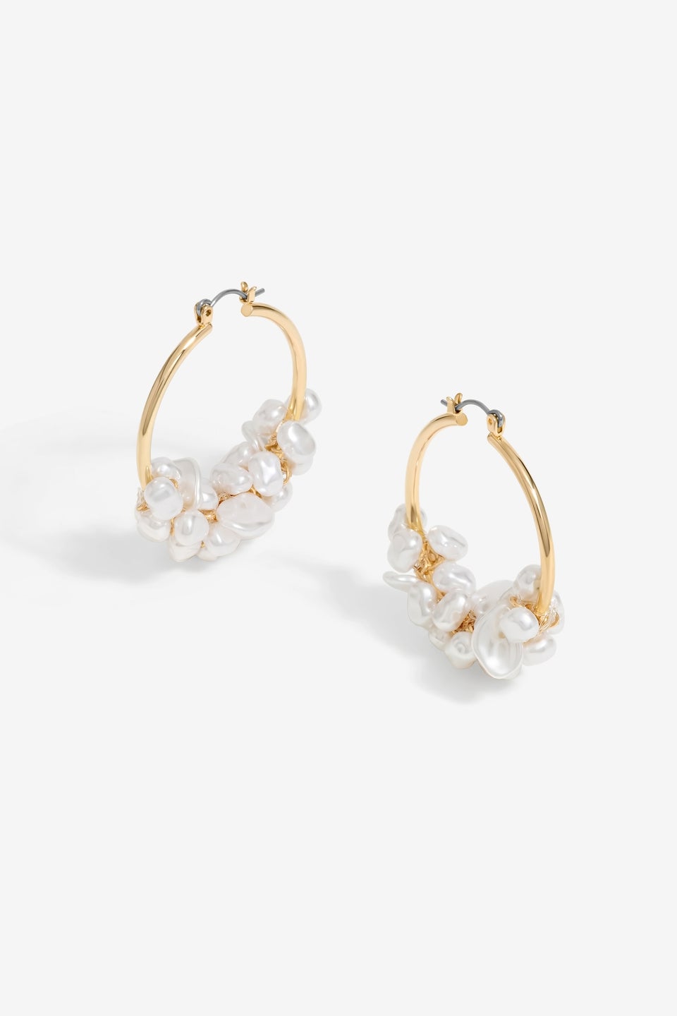Mood Gold Pearl Cluster Hoop Earrings