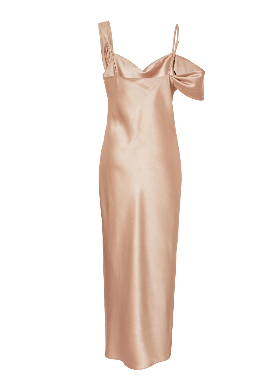 Quiz Cream Satin Drop Shoulder Maxi Dress