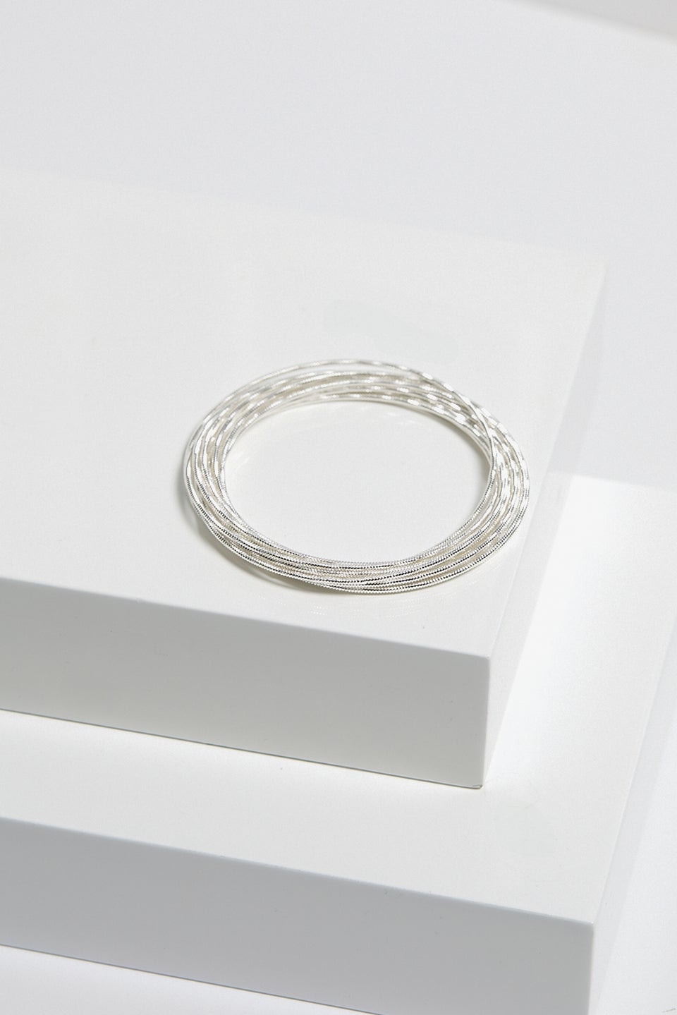 Mood Silver Ridged Polished Multi Bangles