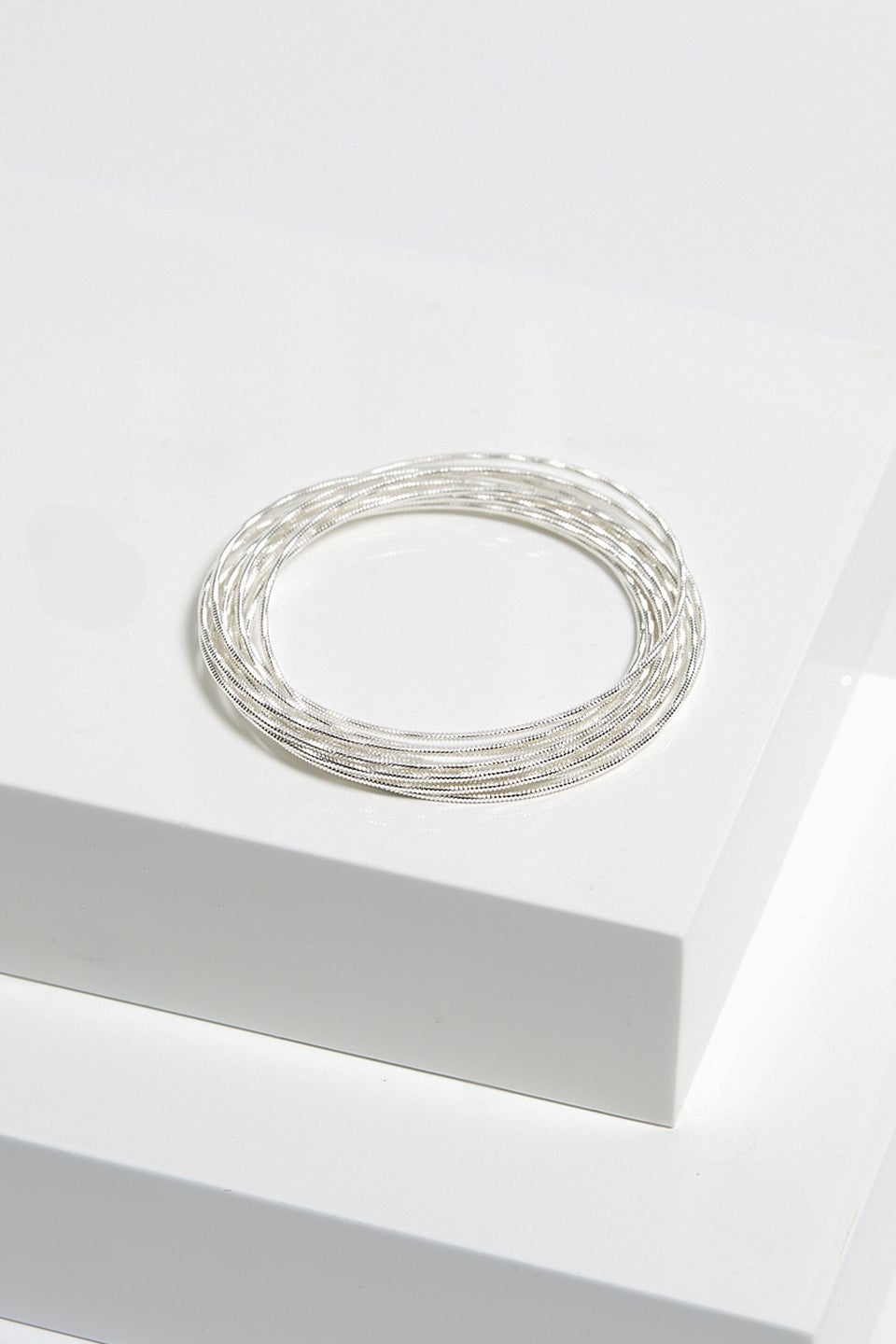 Mood Silver Ridged Polished Multi Bangles