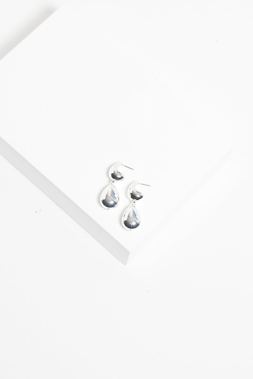 Mood Silver Polished Dome Orb Hoop Earrings