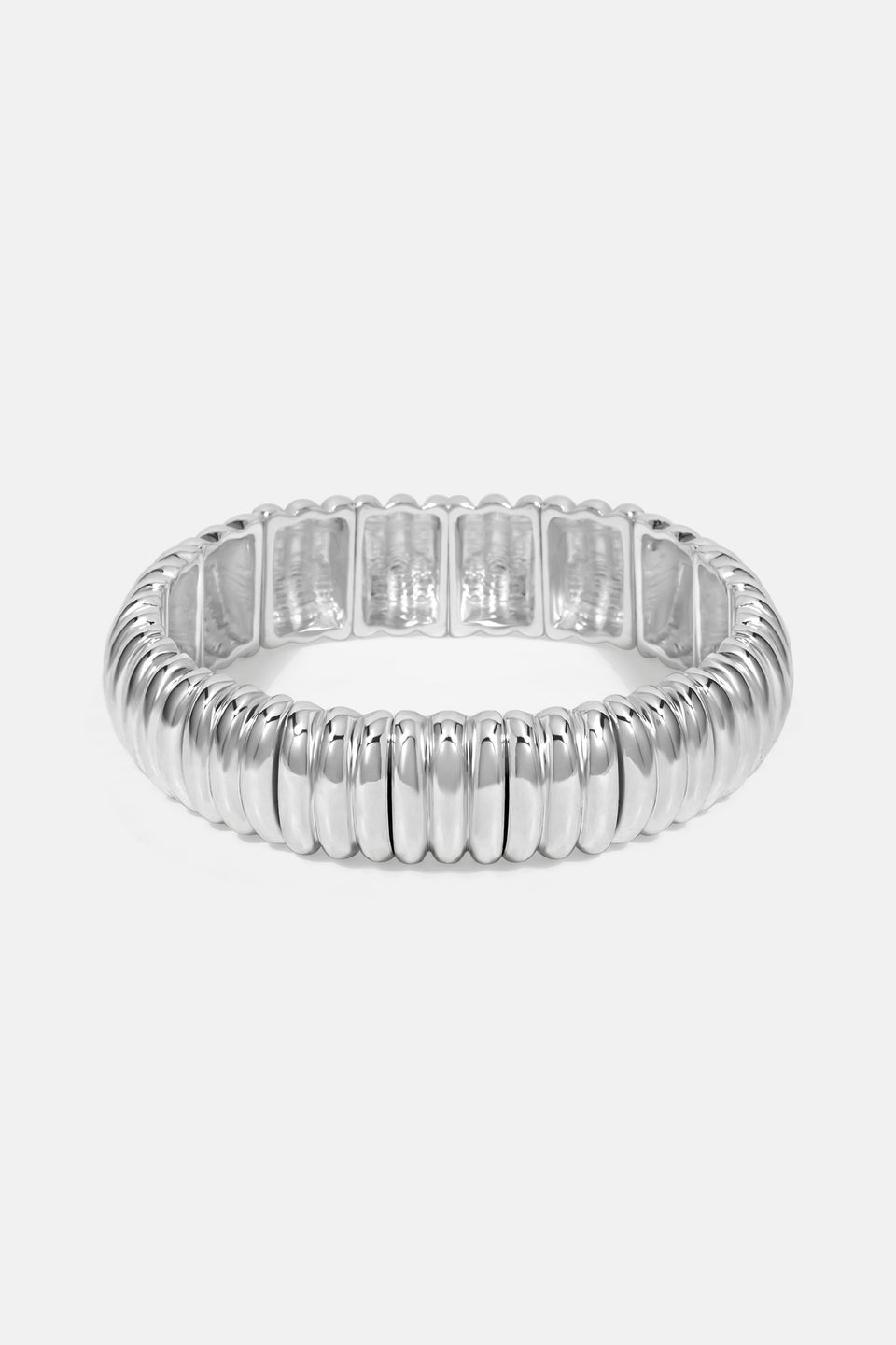 Mood Silver Ridged Stretch Bracelet