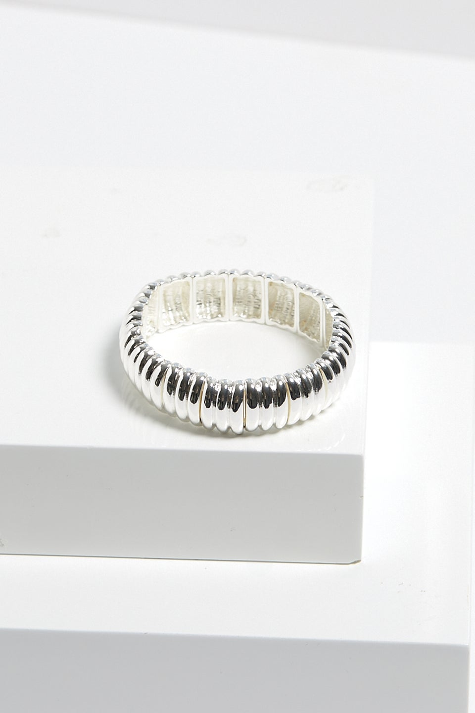 Mood Silver Ridged Stretch Bracelet