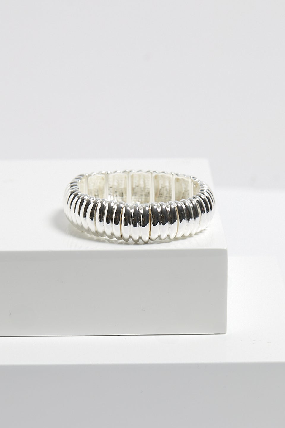 Mood Silver Ridged Stretch Bracelet