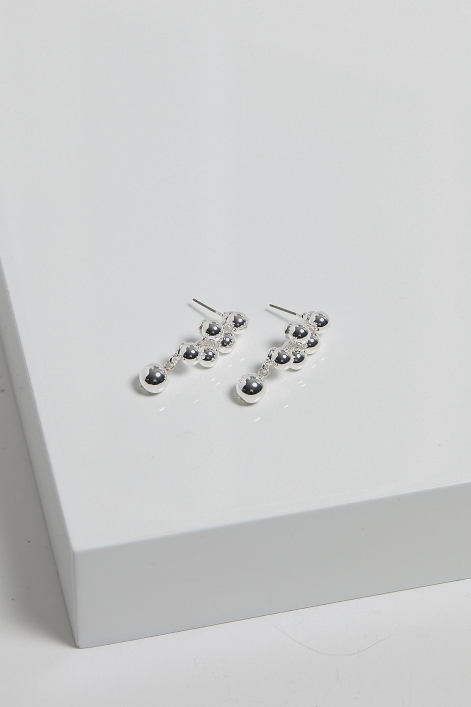 Mood Silver Polished Bubble Drop Earrings