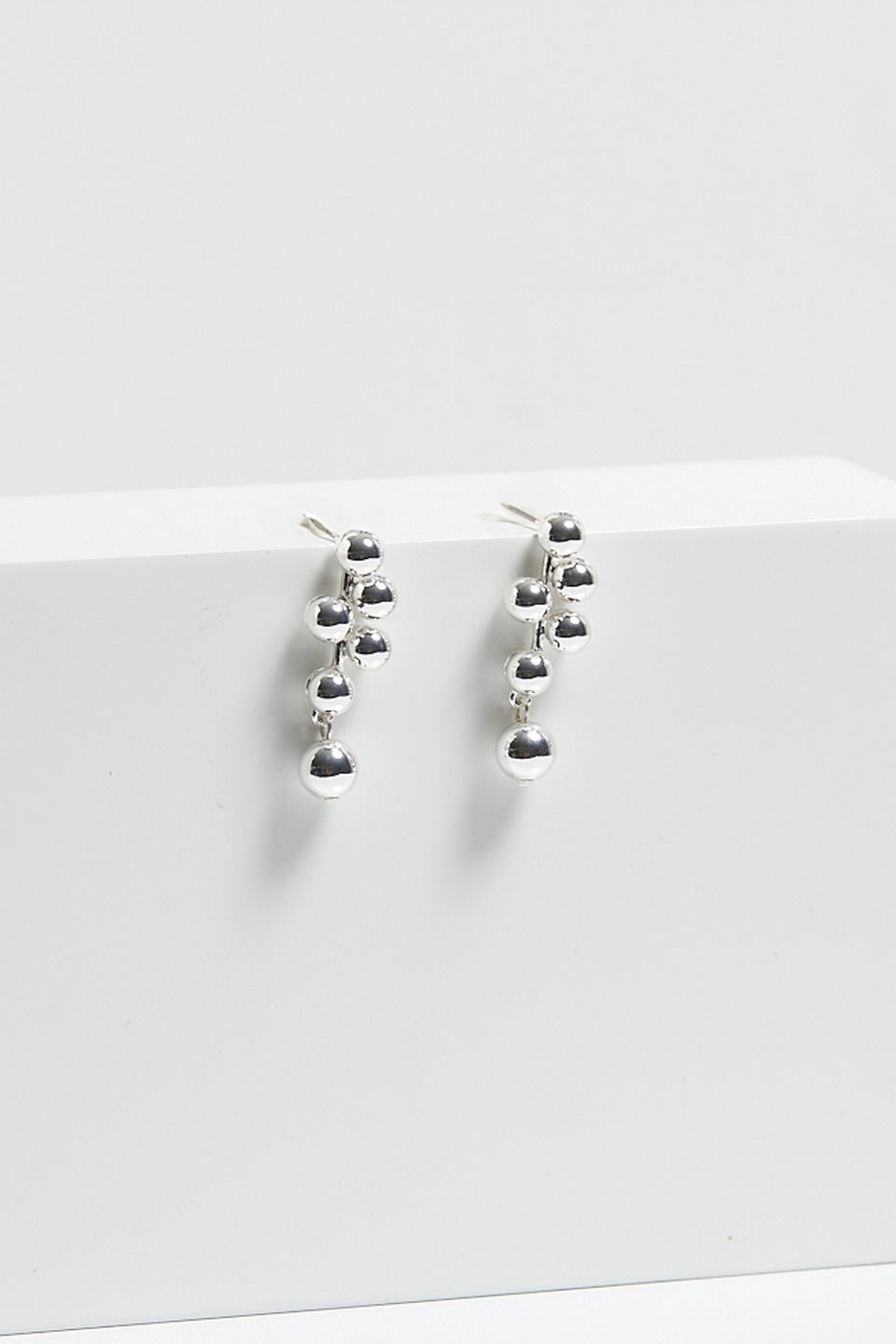 Mood Silver Polished Bubble Drop Earrings