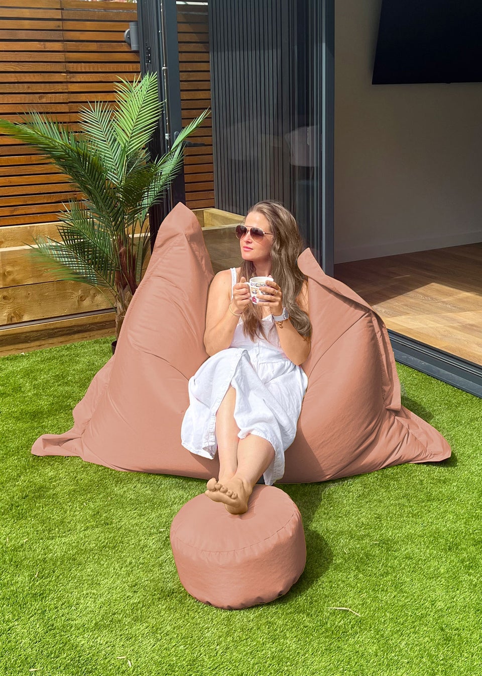 rucomfy Indoor/Outdoor Giant Squashy Squarbie Dusky Pink Beanbag