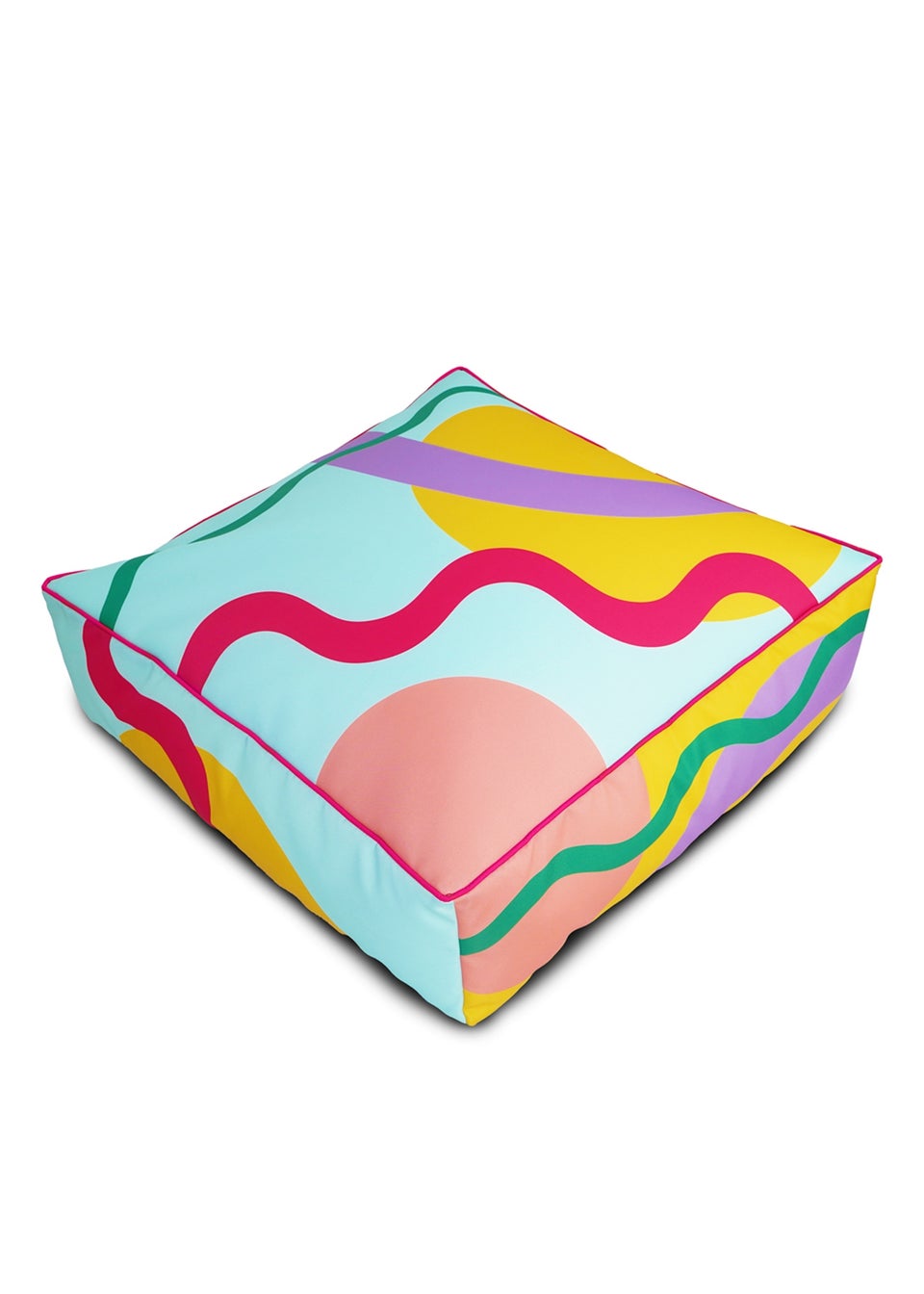 rucomfy Indoor/Outdoor Box Floor Cushion Doodle Print Beanbag