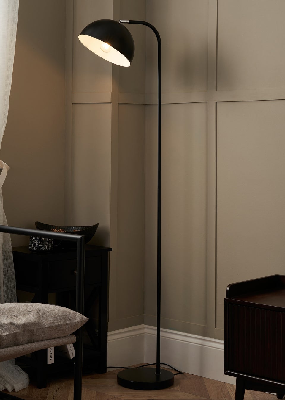 BHS Lighting Trevi Floor Lamp Black (155cm x 25cm)