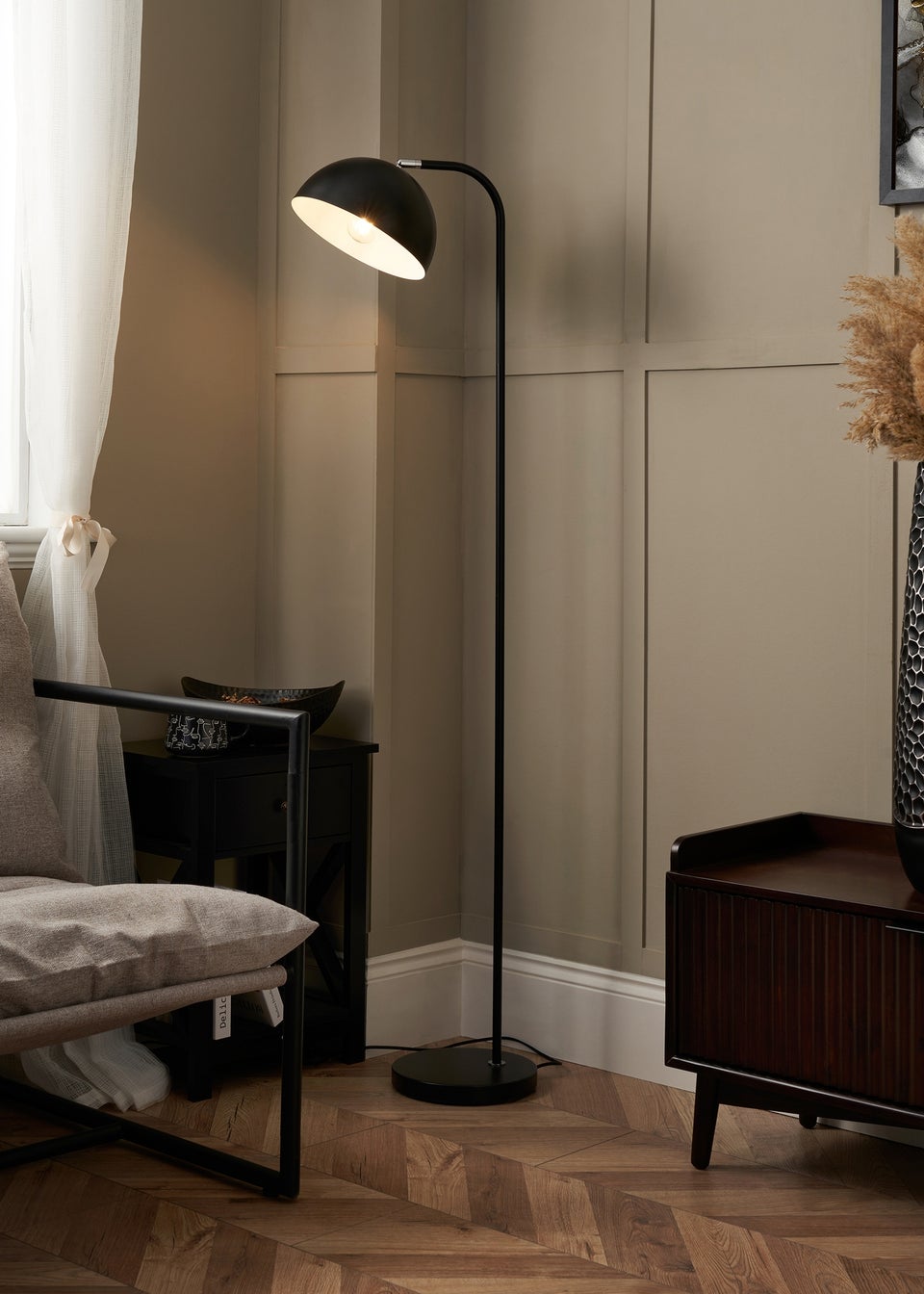 BHS Lighting Trevi Floor Lamp Black (155cm x 25cm)