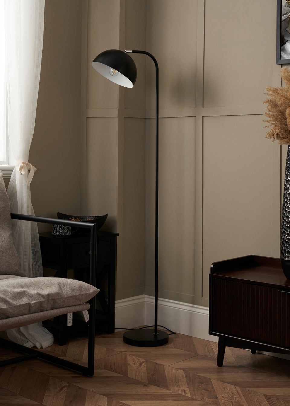 BHS Lighting Trevi Floor Lamp Black (155cm x 25cm)