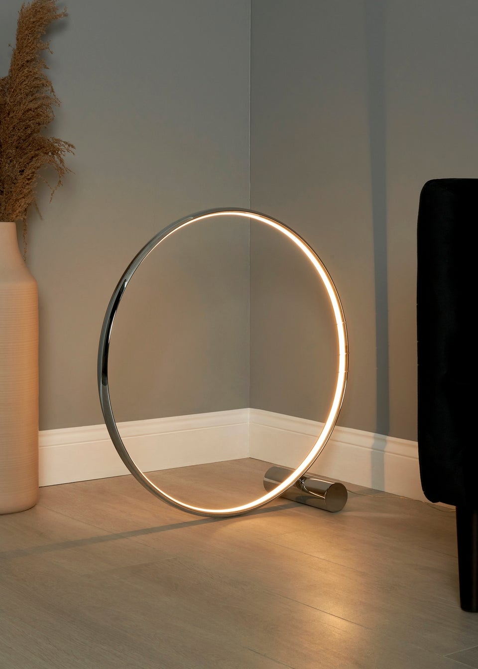 BHS Lighting Serk LED Ring Floor Lamp Chrome (61cm x 61cm)