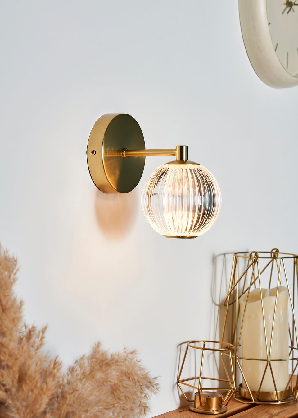 BHS Lighting Raeden LED Brass Acrylic Ball Wall Light (22cm x 11cm)