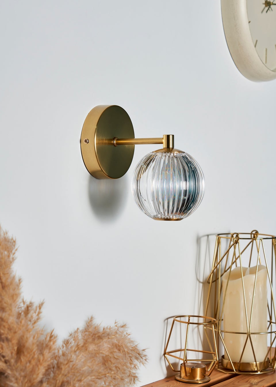 BHS Lighting Raeden LED Brass Acrylic Ball Wall Light (22cm x 11cm)
