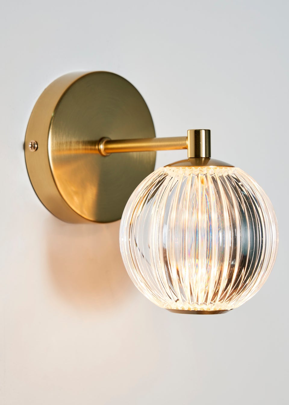 BHS Lighting Raeden LED Brass Acrylic Ball Wall Light (22cm x 11cm)