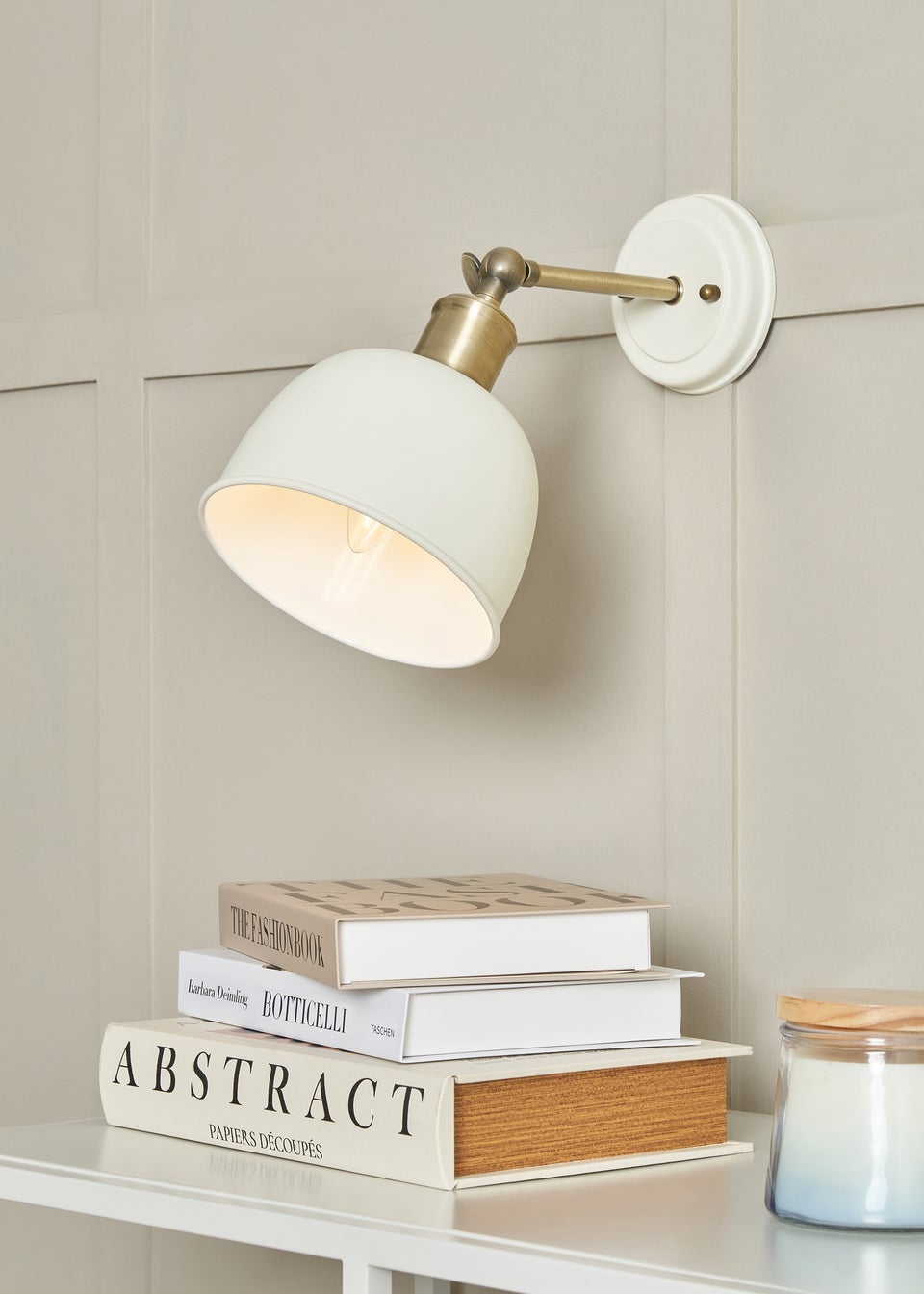 BHS Lighting Damani Ivory & Brass Wall Light (25cm x 16cm)