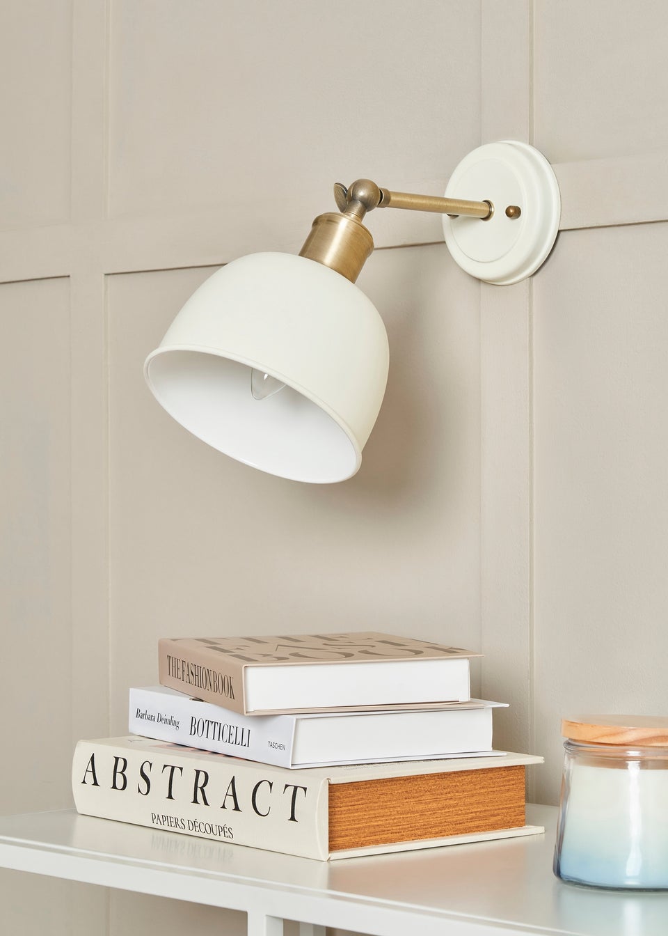 BHS Lighting Damani Ivory & Brass Wall Light (25cm x 16cm)