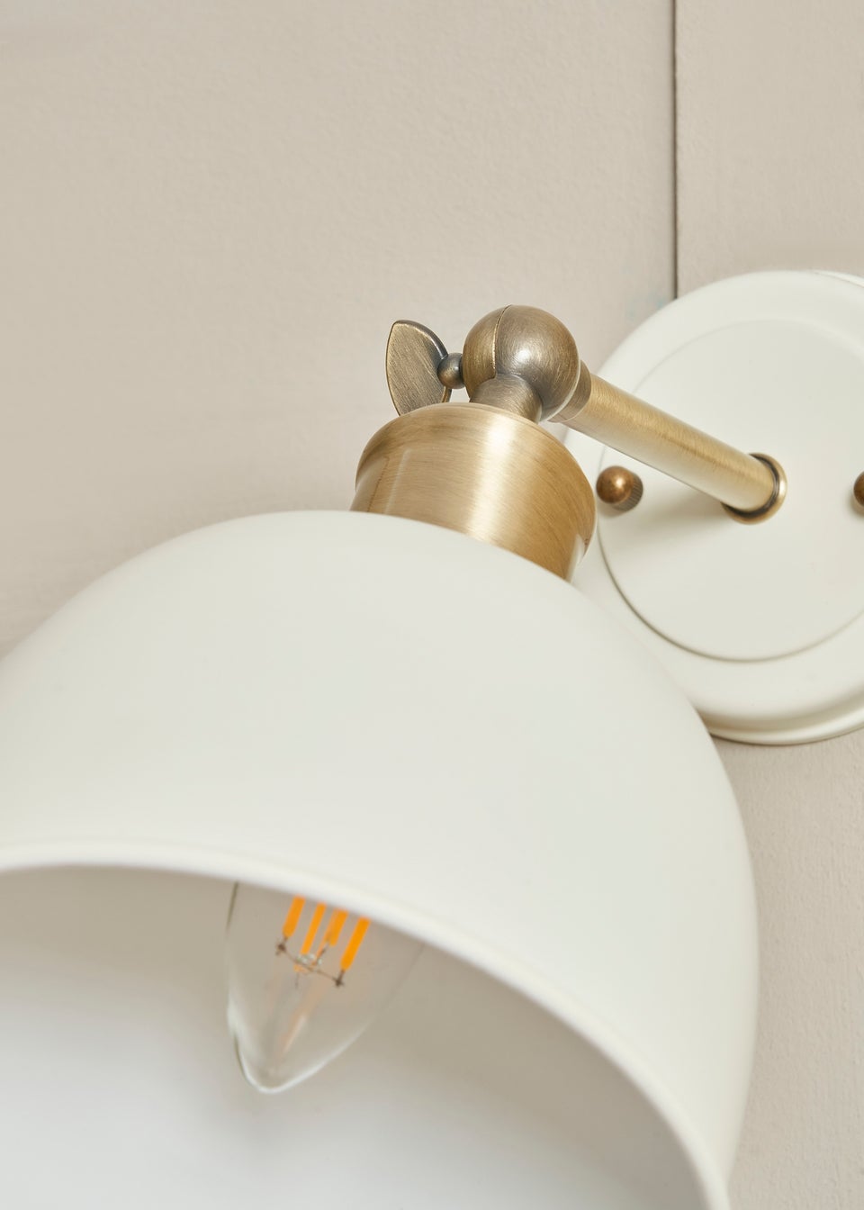 BHS Lighting Damani Ivory & Brass Wall Light (25cm x 16cm)