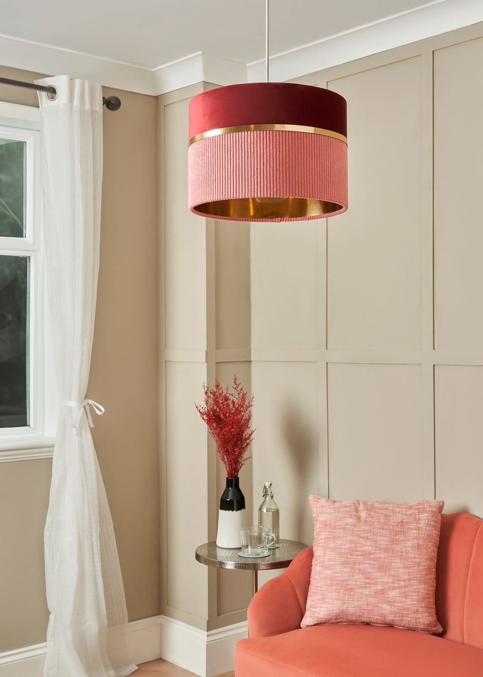 BHS Lighting Juel Velvet Easyfit Pink Shade (20cm x 30cm)