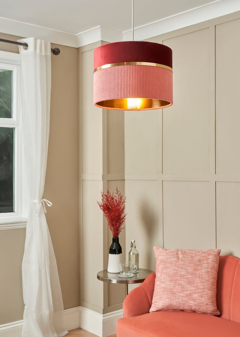 BHS Lighting Juel Velvet Easyfit Pink Shade (20cm x 30cm)