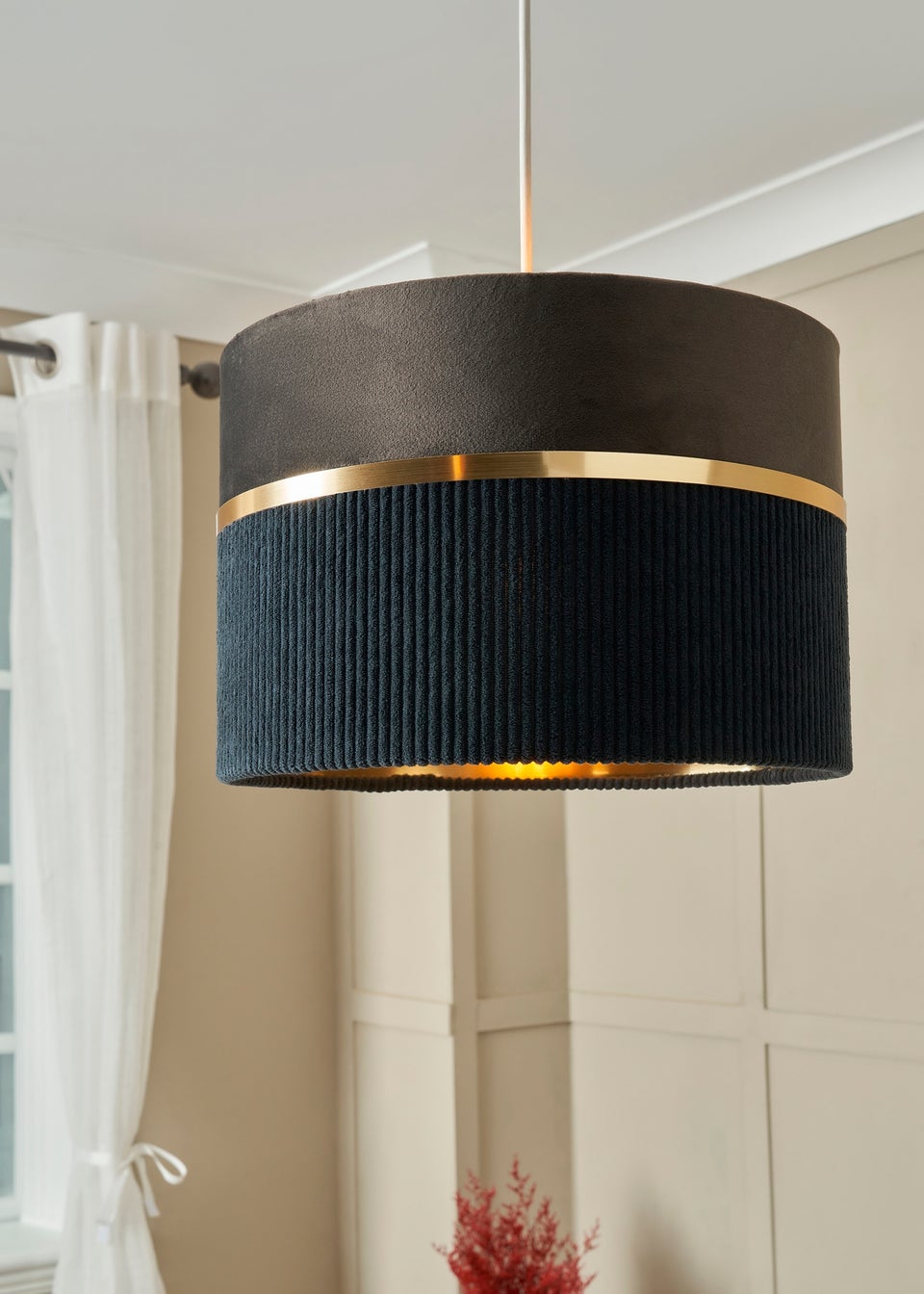 BHS Lighting Juel Velvet Easyfit Grey & Blue Shade (20cm x 30cm)