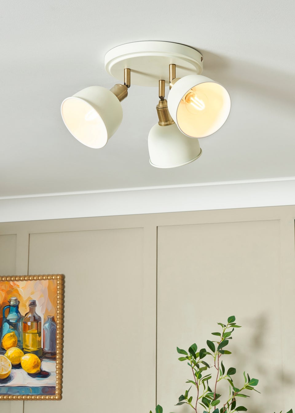 BHS Lighting Damani Ivory & Brass Ceiling 3 Light (21cm x 36cm)