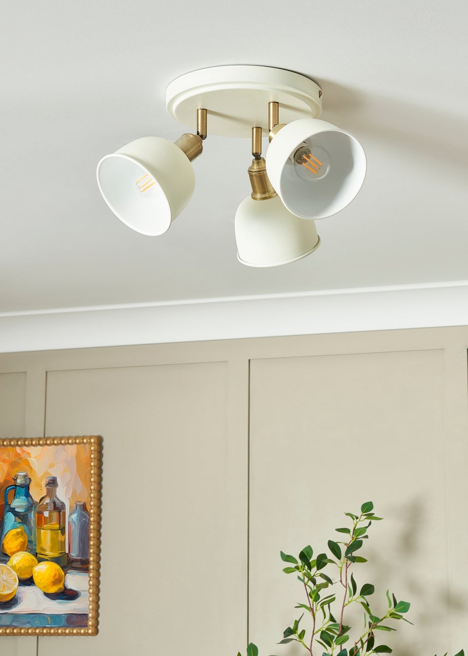 BHS Lighting Damani Ivory & Brass Ceiling 3 Light (21cm x 36cm)