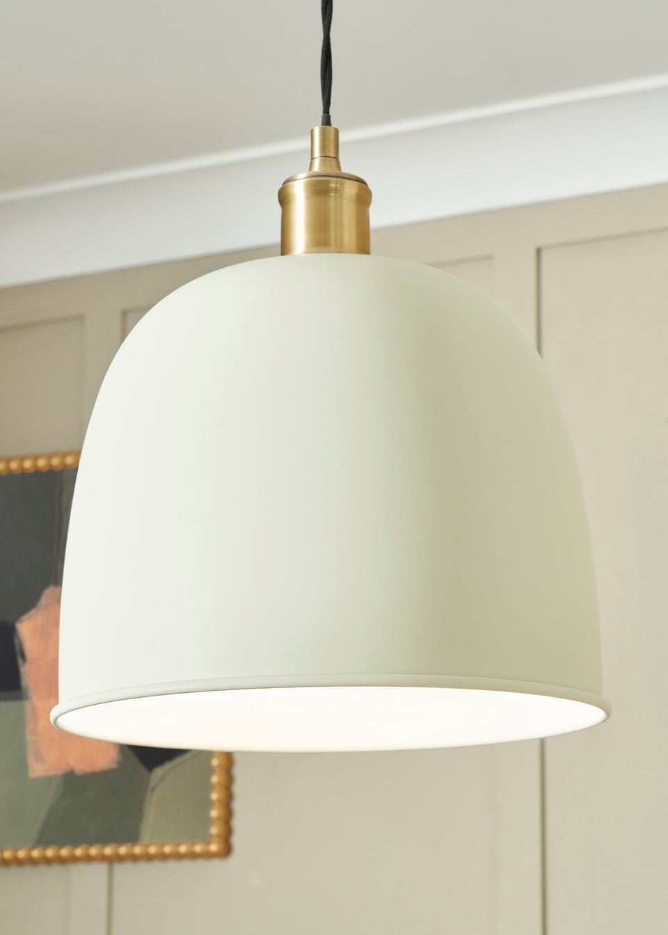BHS Lighting Damani Ivory & Brass Ceiling 1 Light (40-130cm x 26cm)