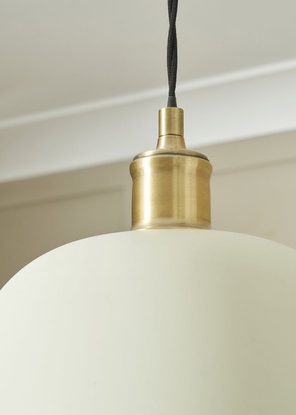 BHS Lighting Damani Ivory & Brass Ceiling 1 Light (40-130cm x 26cm)