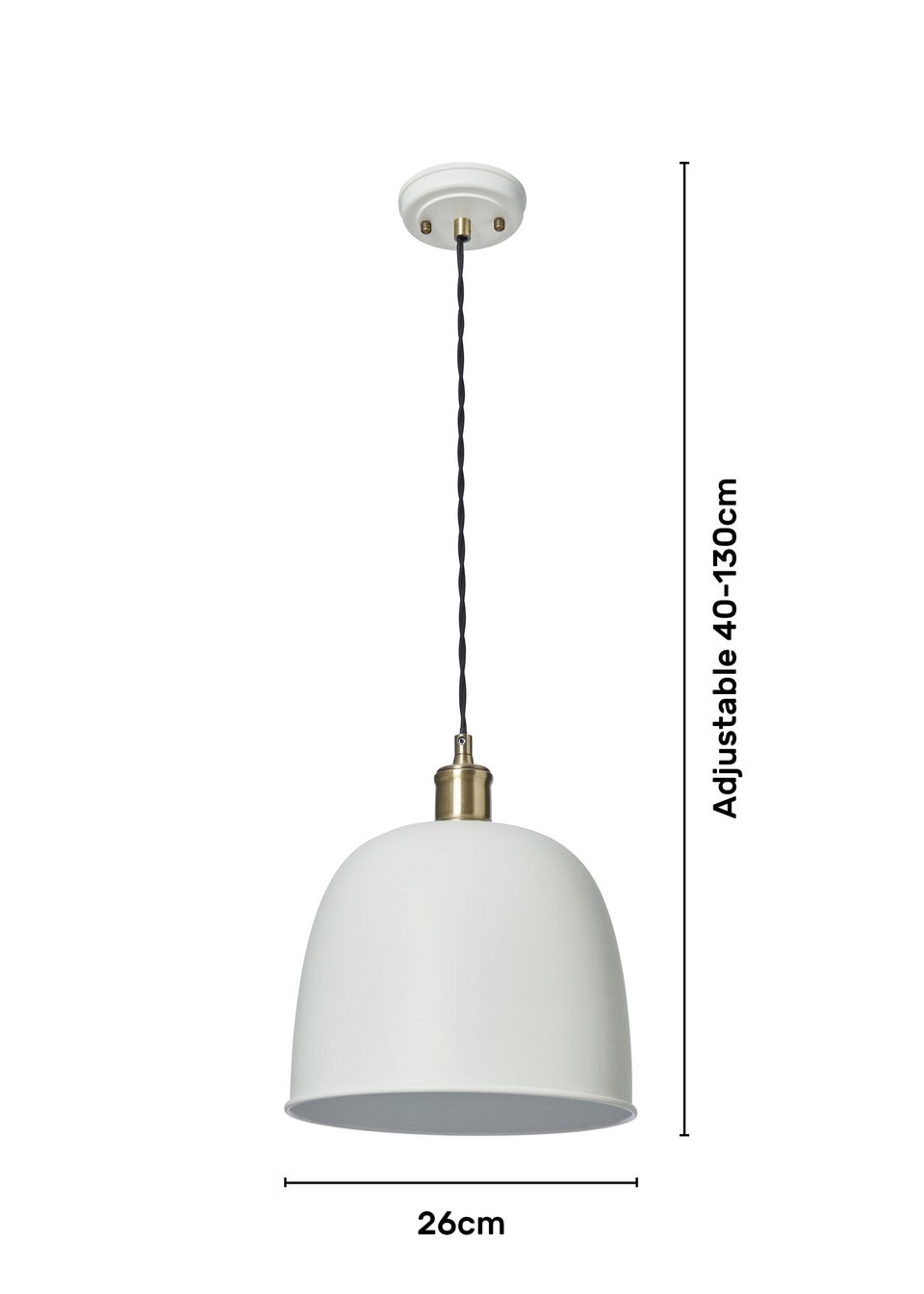 BHS Lighting Damani Ivory & Brass Ceiling 1 Light (40-130cm x 26cm)