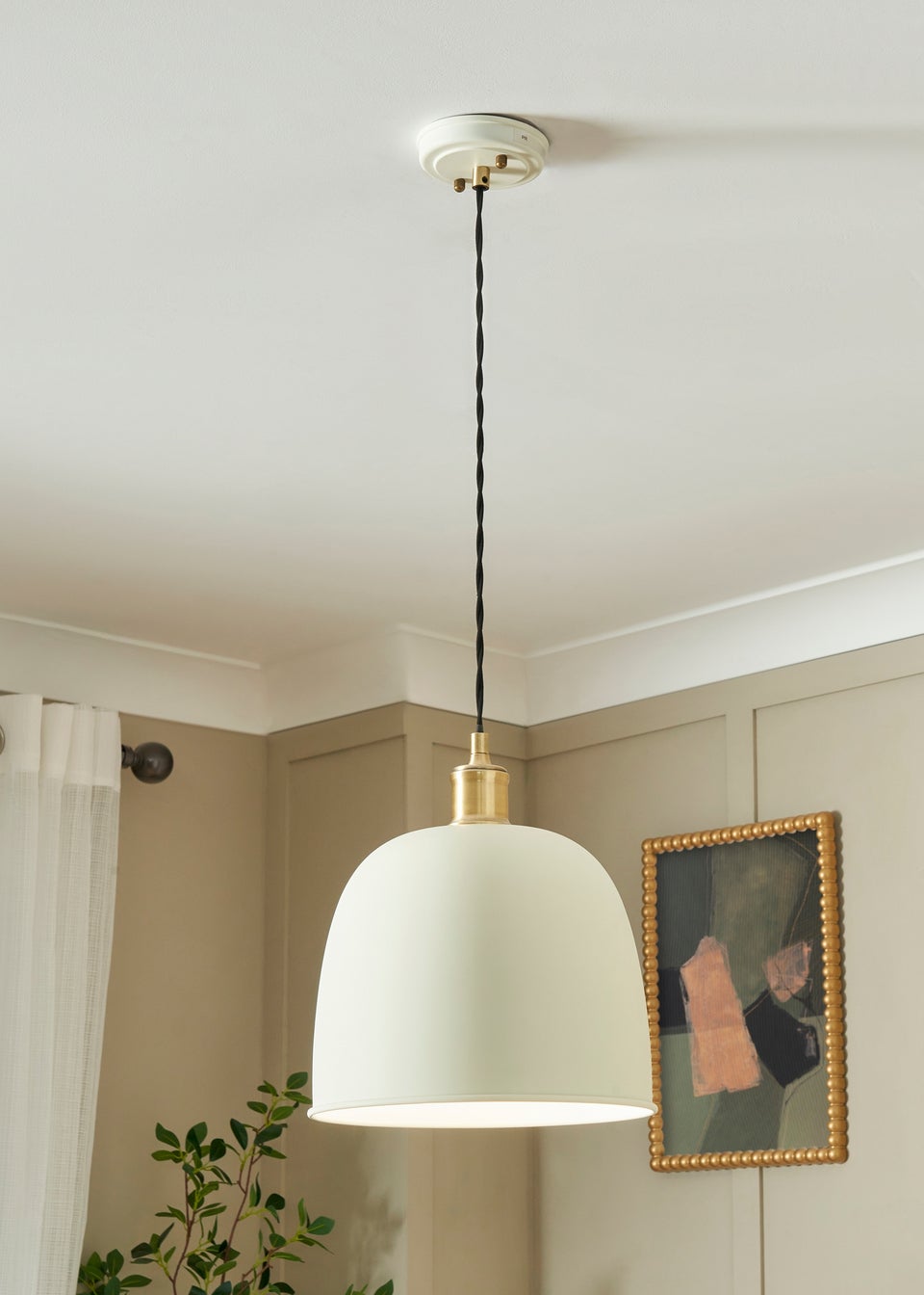 BHS Lighting Damani Ivory & Brass Ceiling 1 Light (40-130cm x 26cm)