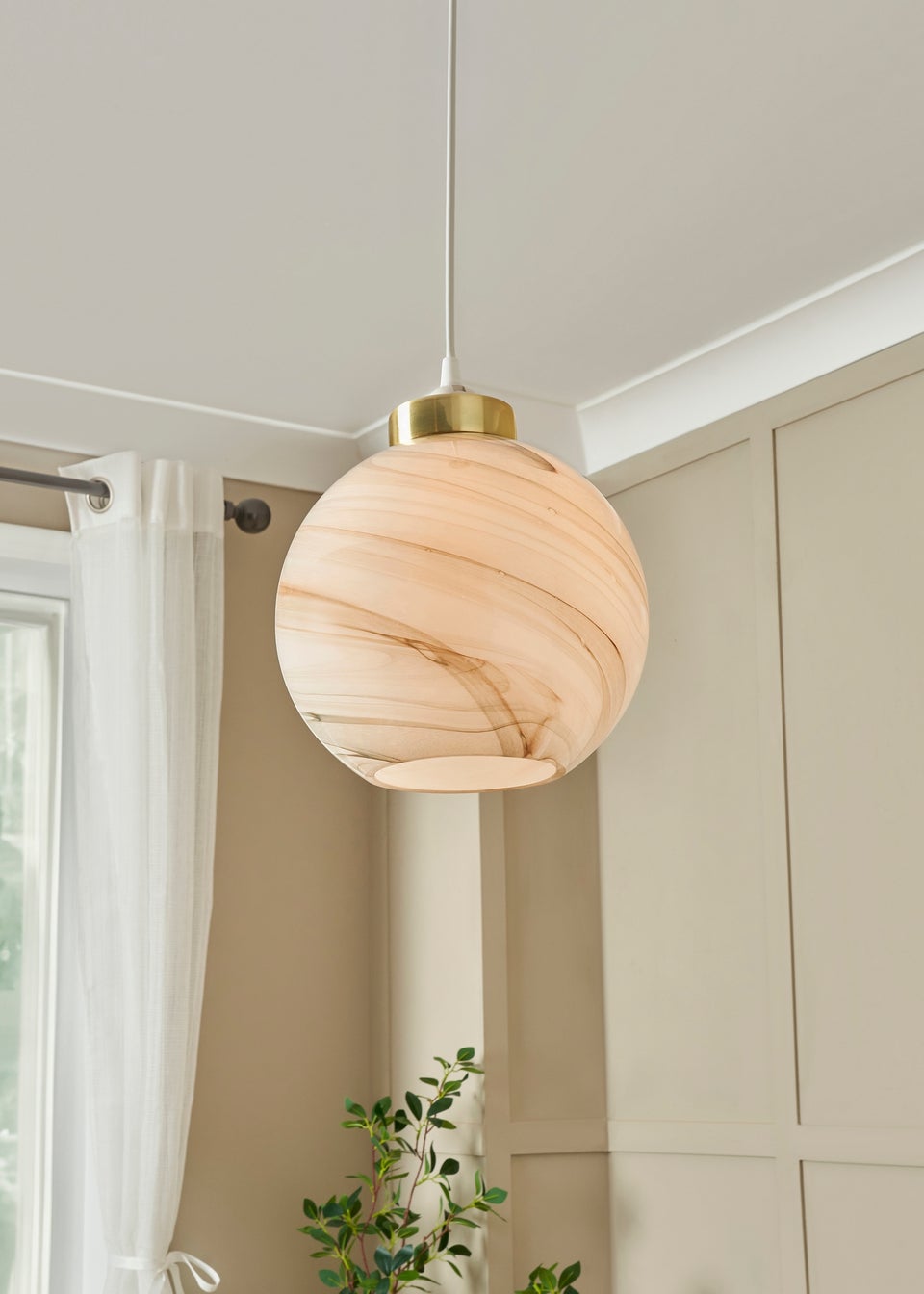 BHS Lighting Muna Marble Effect Glass Easyfit Shade (22cm x 22cm)