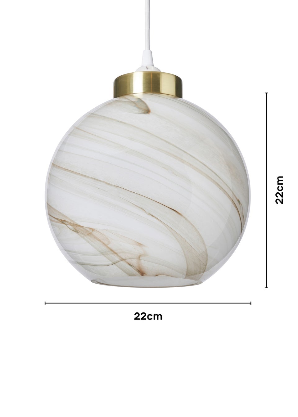 BHS Lighting Muna Marble Effect Glass Easyfit Shade (22cm x 22cm)