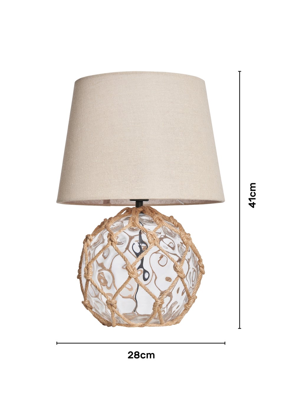 BHS Lighting Seaqua Clear Dimpled Glass Rope Table Lamp (41cm x 28cm)