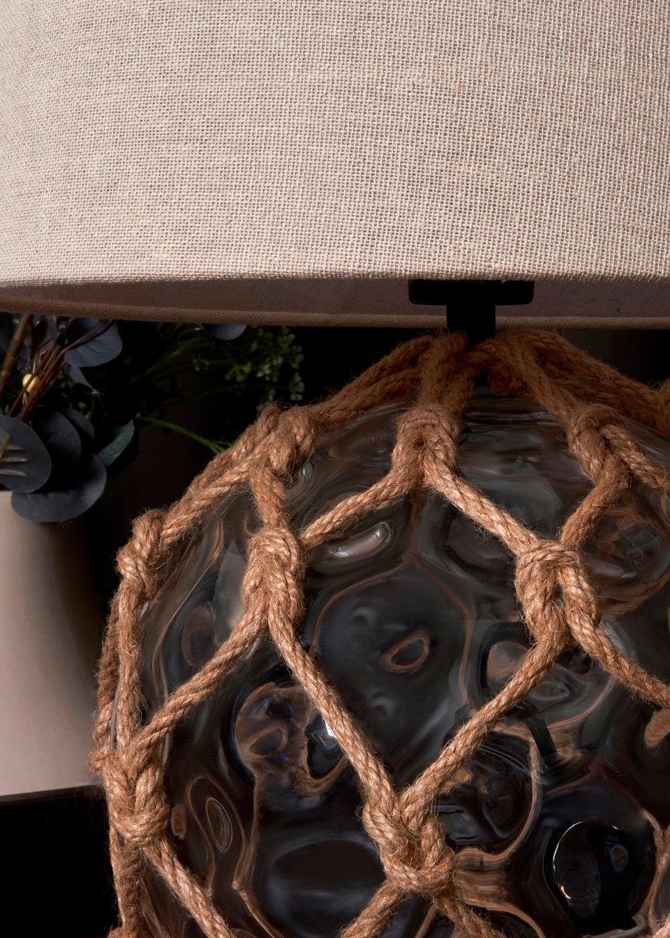 BHS Lighting Seaqua Clear Dimpled Glass Rope Table Lamp (41cm x 28cm)