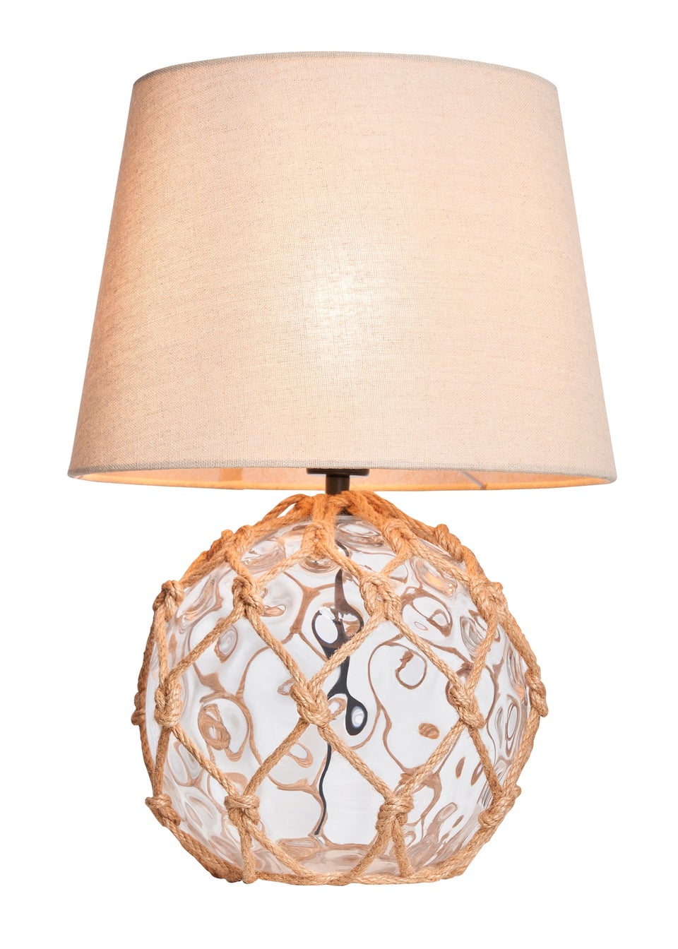 BHS Lighting Seaqua Clear Dimpled Glass Rope Table Lamp (41cm x 28cm)